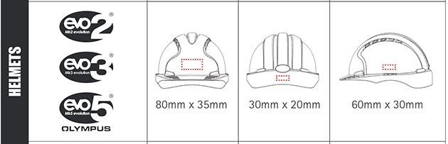 JSP Custom printed safety helmet logo sizes