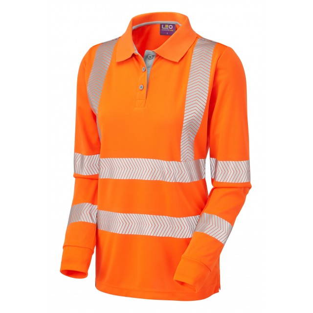 Ladies Hi Vis Long Sleeved Polo Shirt Leo Pl08o