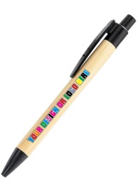 Custom printed Bamboo Pen With Black Nib & Clip