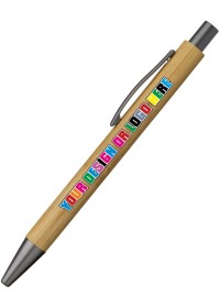 Custom printed Bamboo Pen With Grey Nib & Clip