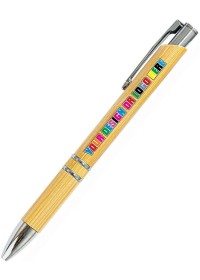 Custom printed Bamboo Pen With Metal Nib & Clip