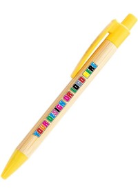 Custom printed Bamboo Pen With Yellow Nib & Clip