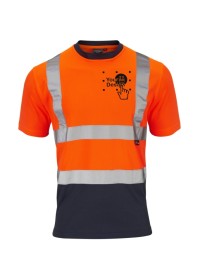 Custom Printed Orange and Blue Hi Vis Tee Shirt
