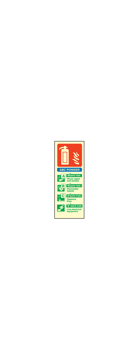 Dry powder extinguisher identification sign