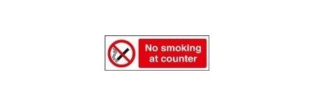 No smoking at counter sign