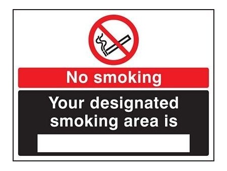 No smoking designated area sign