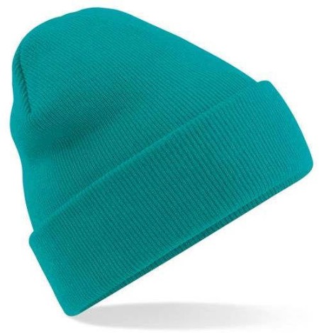 Embroidered Knitted Beanie Hat Beechfield BC045 Emerald