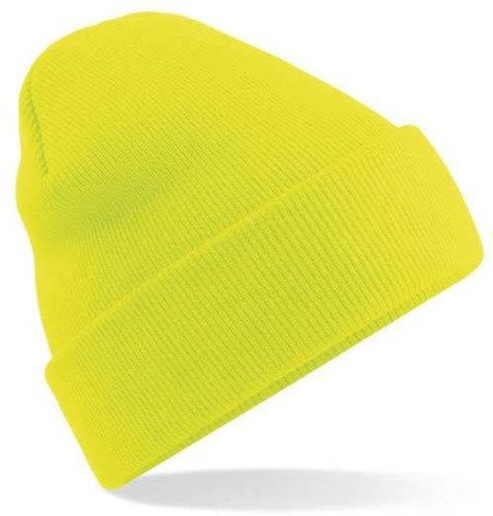 Embroidered Knitted Beanie Hat Beechfield BC045 Fluorescent Yellow