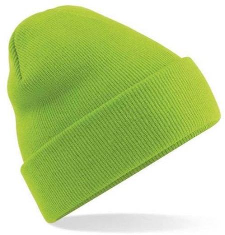 Embroidered Knitted Beanie Hat Beechfield BC045  Lime Green