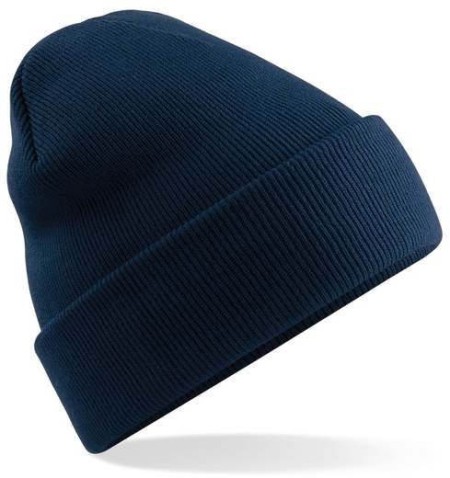 Embroidered Knitted Beanie Hat Beechfield BC045 French Navy