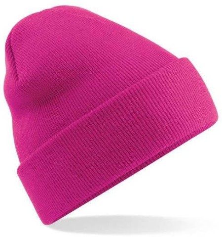 Embroidered Knitted Beanie Hat Beechfield BC045 Fuchsia
