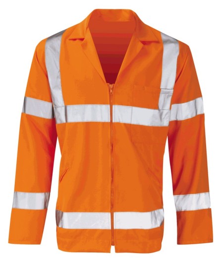Orange Hivis Zipped Poly Cotton Work Jacket Orbit PCRTJ
