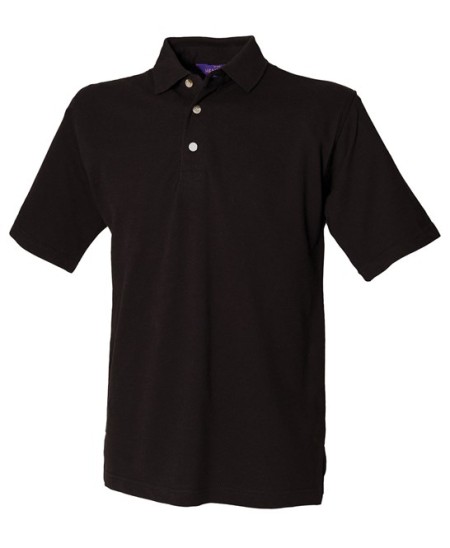 Classic cotton piqué polo with stand-up collar Black