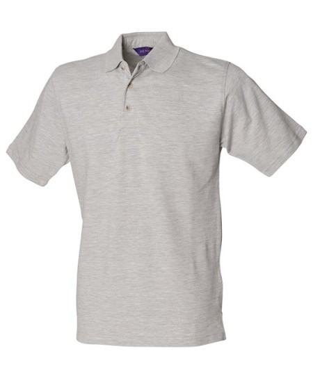 Classic cotton piqué polo with stand-up collar Heather Grey