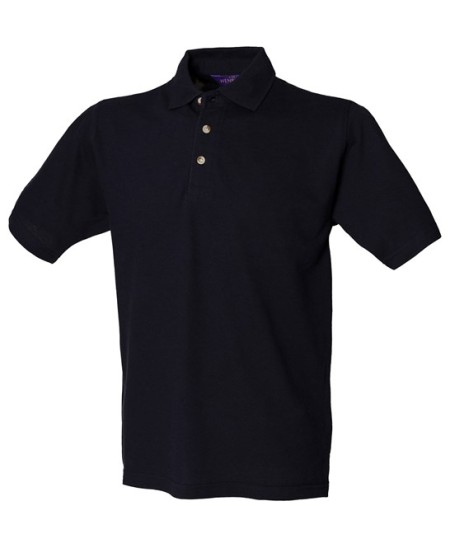 Classic cotton piqué polo with stand-up collar Navy